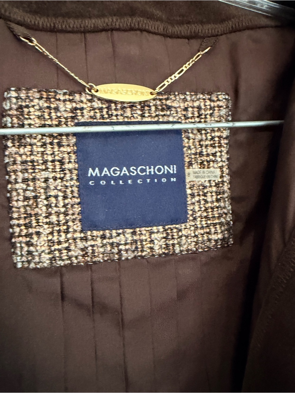 Magaschoni Metallic Tweed 2-Pc Skirt Suit Size 8 Gold Copper Sequin Trim - Picture 7 of 17